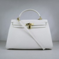 Hermes Kelly 32Cm Togo Leather Handbag White Gold